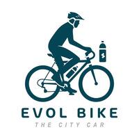 Bicycle logo template. Cyclist with a bottle of water. vector
