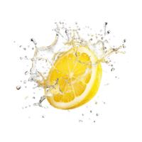 limón rebanada con agua en transparente antecedentes png
