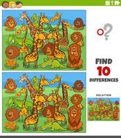 differences activity with cartoon wild animals group vector