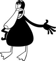 cartoon black duck animal character singing coloring page vector