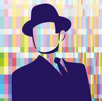 colorful graphic design with man in a hat silhouette vector