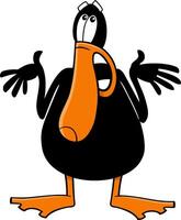 cartoon black duck animal character speaking or complaining vector