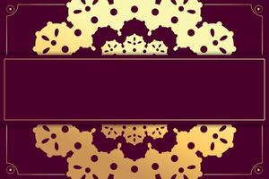 Luxury mandala background with blank space for text. Template for design in red and golden colors. illustration vector