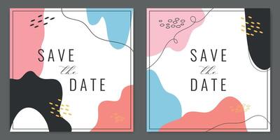 Save the date card templates decorated abstract shapes and lines. illustration vector