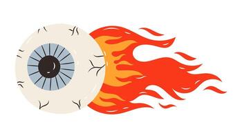 Flaming eyeball in flat style vector
