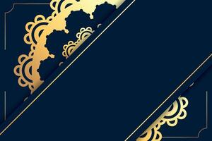 Luxury mandala background with blank space for text. Template for design in blue and golden colors. illustration vector