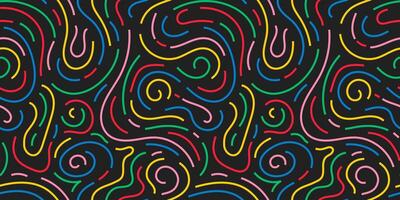Fun colorful line doodle seamless pattern vector