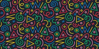 Doodle sketch style of colorful shapes and lines vector