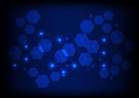 Hi-tech with hexagonal line, and rectangular shapes on a blue and abstract background. Futuristic communication and connection concept. cyberspace, and digital innovation vector