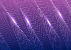Flowing smooth wave pattern on a blue and purple background. Internet network and communication signal technology, fiber optic line. Science and music backdrop. vector