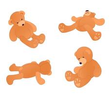 Teddy bear lying down, abandoned by its owner. illustration of loneliness, mental depression, psychological problems. The concept of fear of separation or growing up, revision of life goals. vector