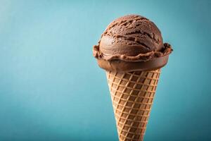 Chocolate ice cream cone isolated photo