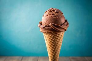 Chocolate ice cream cone isolated photo