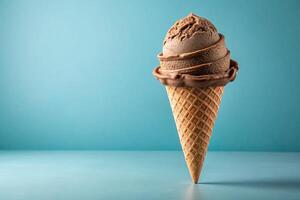 Chocolate ice cream cone isolated photo