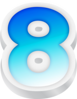 Number 8, Blue Gradient Text Effect 3D png
