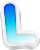 Letter L, Blue Gradient Text Effect 3D png