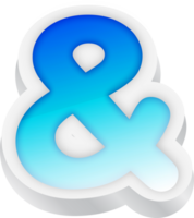 Ampersand, Blue Gradient Text Effect 3D png