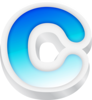 Letter C, Blue Gradient Text Effect 3D png