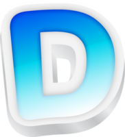 Letter D, Blue Gradient Text Effect 3D png