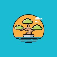 Cute Bonsai Logo Design vector