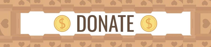 Frame of falling coins money in box charity and donation boxes border with heart says DONATE vector