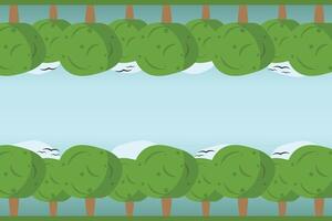 Floral border of tree branches. Forest frame tree. Wood banner trees vector