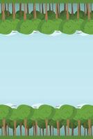 Floral border of tree branches. Forest frame tree. Wood banner trees vector