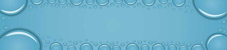 Liquid Border of Water rain drops on window. Banner shower condensation on glass. Realistic droplets frame vector