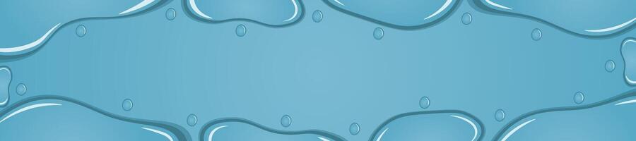 Liquid Border of Water rain drops on window. Banner shower condensation on glass. Realistic droplets frame vector