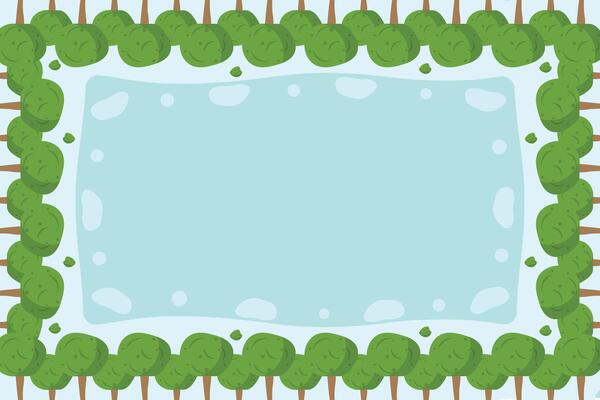 Floral border of tree branches. Forest frame tree. Wood banner trees
