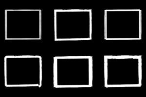 Set of hand drawn white square frame on black background design element vector