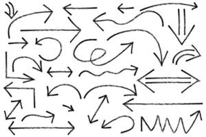 Set of hand drawn arrows, design element vector