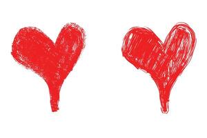 Two hand drawn red heart design element vector