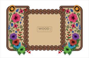 Decorative vintage wood picture frame and border isolate on white background vector