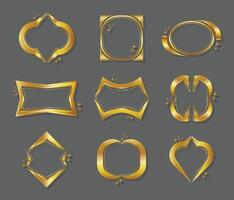 Set of golden luxury frame, empty gold borders template isolated illustration vector