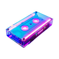 Neon Cassette on Transparent Background png