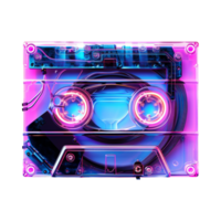 Neon Cassette on Transparent Background png