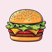 classic hamburger illustration simple flat color vector
