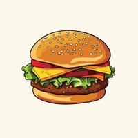 classic hamburger illustration simple flat color vector
