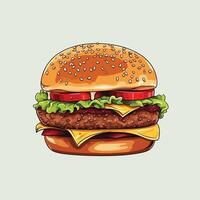 classic hamburger illustration simple flat color vector