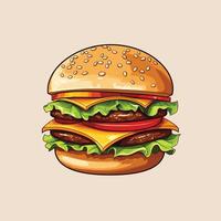 classic hamburger illustration simple flat color vector