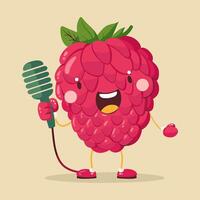 A raspberry holding a tiny microphone vector