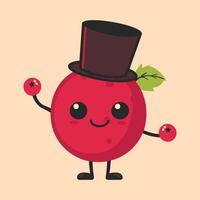 A cranberry with a tiny top hat vector