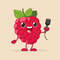 A raspberry holding a tiny microphone vector