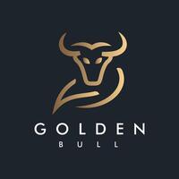 Golden Bull Bison Logo design template Linear Outline Style Icon Symbol design on Black background vector