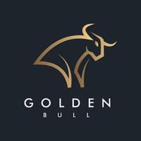 Golden Bull Bison Logo design template Linear Outline Style Icon Symbol design on Black background vector