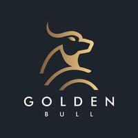 Golden Bull Bison Logo design template Linear Outline Style Icon Symbol design on Black background vector
