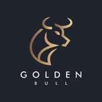 Golden Bull Bison Logo design template Linear Outline Style Icon Symbol design on Black background vector