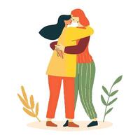 Friends hugging and offering emotional support vector