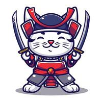 samurai cat character vector
